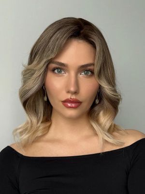 Adela | Lace Front Echthaarperücke | Aschbeige Blond Ombre