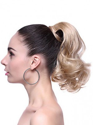 Synthetische Kurz Wellig Blonde Pferdschwanz