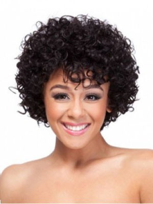 Klassische Lockige Mittle Afro Amerikanisch Perücke