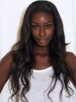 Schimmernde Wellig Spitzefront Kunsthaar Perücke