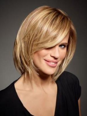 Elegant Echthaar Gerade Kappenlos Bob Perücke