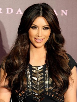 Kim Kardashian Zentrale Trennung Wellig Perücke