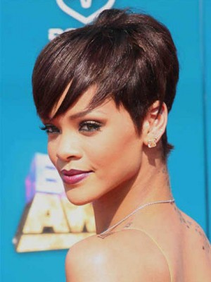 Rihanna Frisur Gerade Kurz Perücke