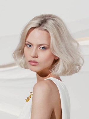 Wellig Spitzefront Echthaar Perücke