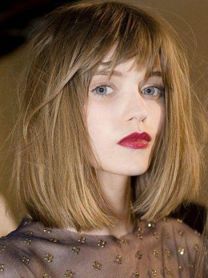 Elegant Gerade Spitzefront Echthaar Perücke