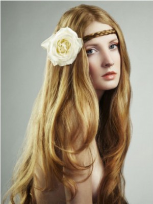 Scharmant Kappenlose Wellige Klassisch Perücke