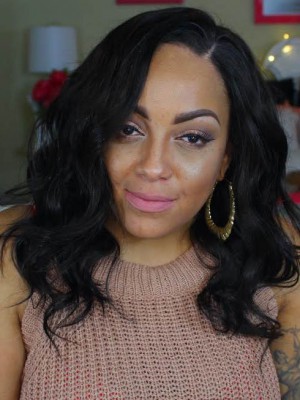 Natürliche Lang Echthaar Kappenlos Perücke