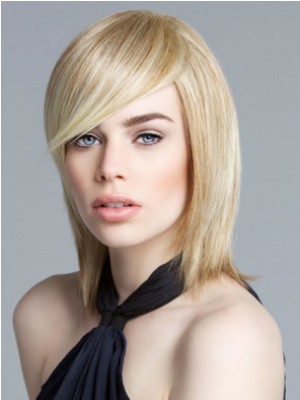 Prima Gerade Kappenlos Echthaar Perücke