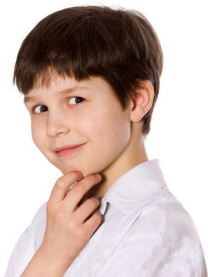 Bezahlbar Kurz Braun Kappenlose Kinder Perücke