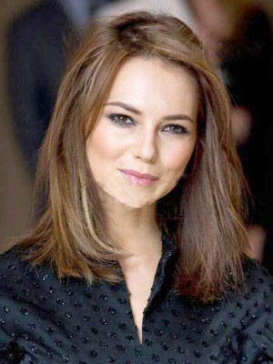 Schöne Gerade Spitzefront Echthaar Perücke