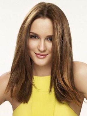 Auffallende Gerade Echthaar Spitzefront Perücke