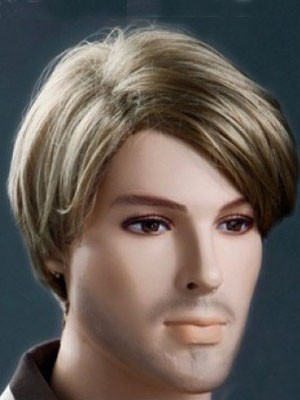 Modän Sanft Blonde Kurz 6 Inch Männer Perücke