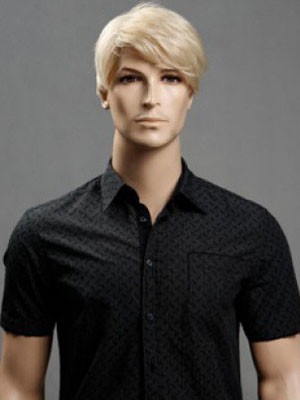 Kappenlose Gerade Blonde 6 Inch Mittle Männer Perücke