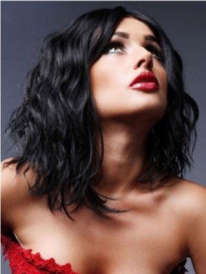 Wellige Moderne 14 Inch Kappenlose Synthetische Perücke