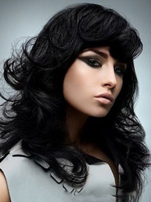 Wunderbare Wellig Kappenlos Synthetische Perücke