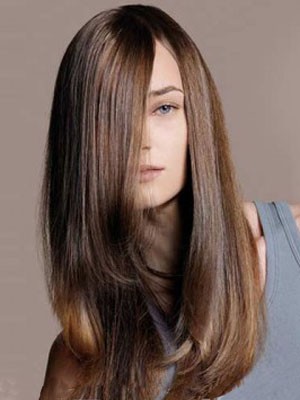 Reizende Gerade Kappenlos Kunsthaar Perücke