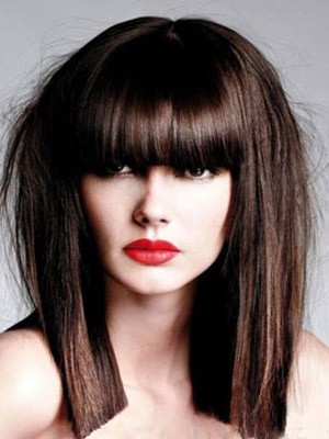 Schöne Gerade Kappenlose Synthetik Perücke