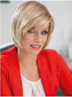 Schicke Gerade Kappenlos Kunsthaar Perücke