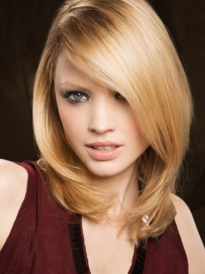 Liebliche Gerade Kappenlos Kunsthaar Perücke