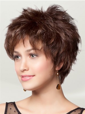 Wunderschöne Gerade Kappenlos Kunsthaar Perücke