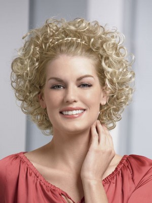 Lockig Synthetisch 3/4 Perücke Mit Flochte Haarband