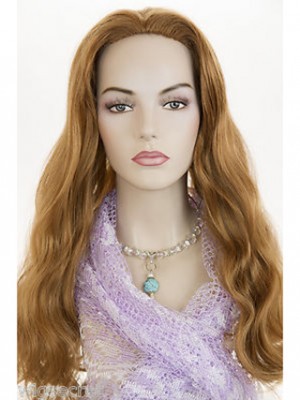 Lang Wellig Strawberry Blond 3/4 Kappe Perücke