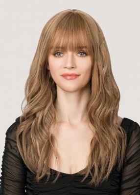 Sexy Damen Langhaar Perücke mit Pony – 24 Zoll Wellenförmige Echthaar Lace Front Perücke